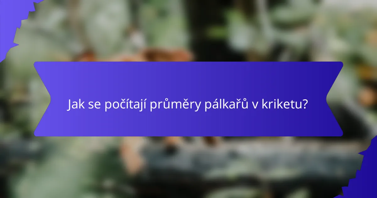 Jak se počítají průměry pálkařů v kriketu?