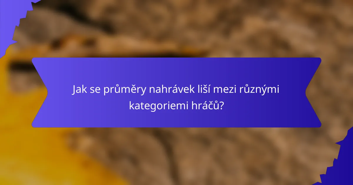 Jak se průměry nahrávek liší mezi různými kategoriemi hráčů?