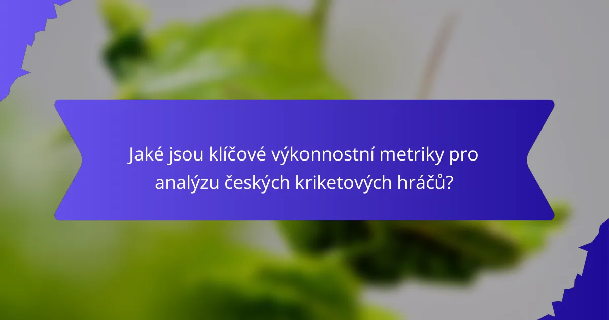 Jaké jsou klíčové výkonnostní metriky pro analýzu českých kriketových hráčů?