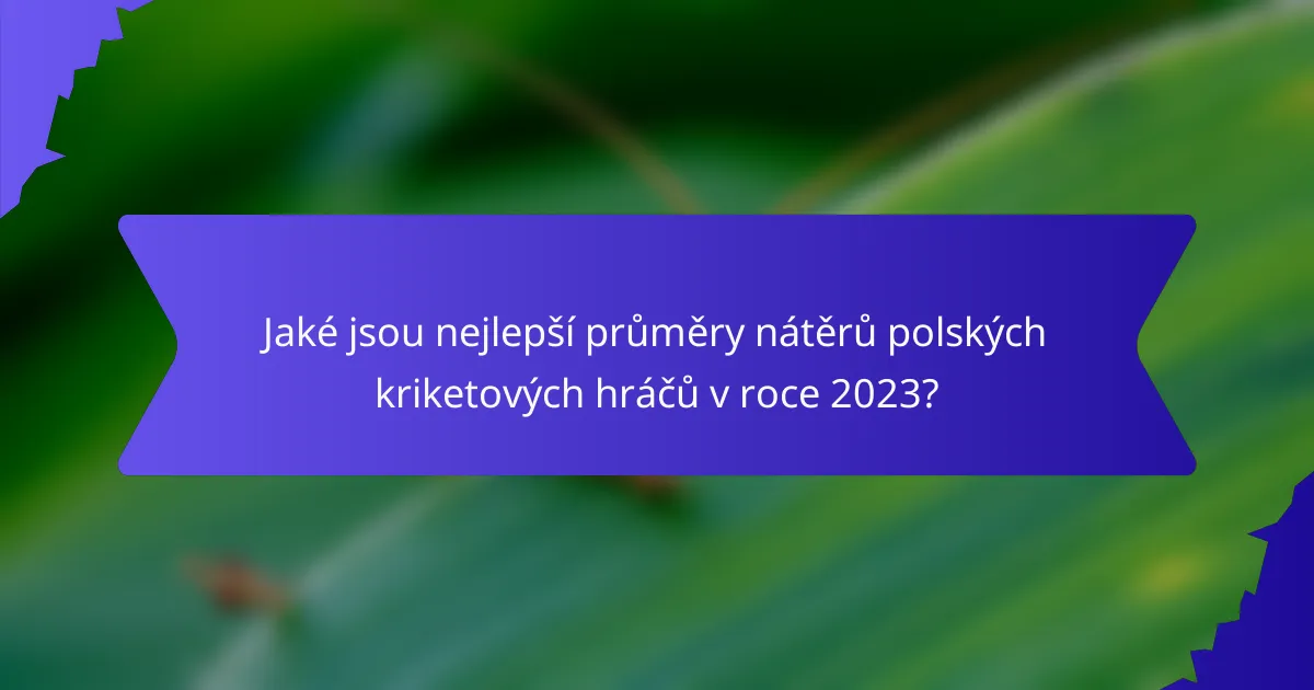 Jaké jsou nejlepší průměry nátěrů polských kriketových hráčů v roce 2023?