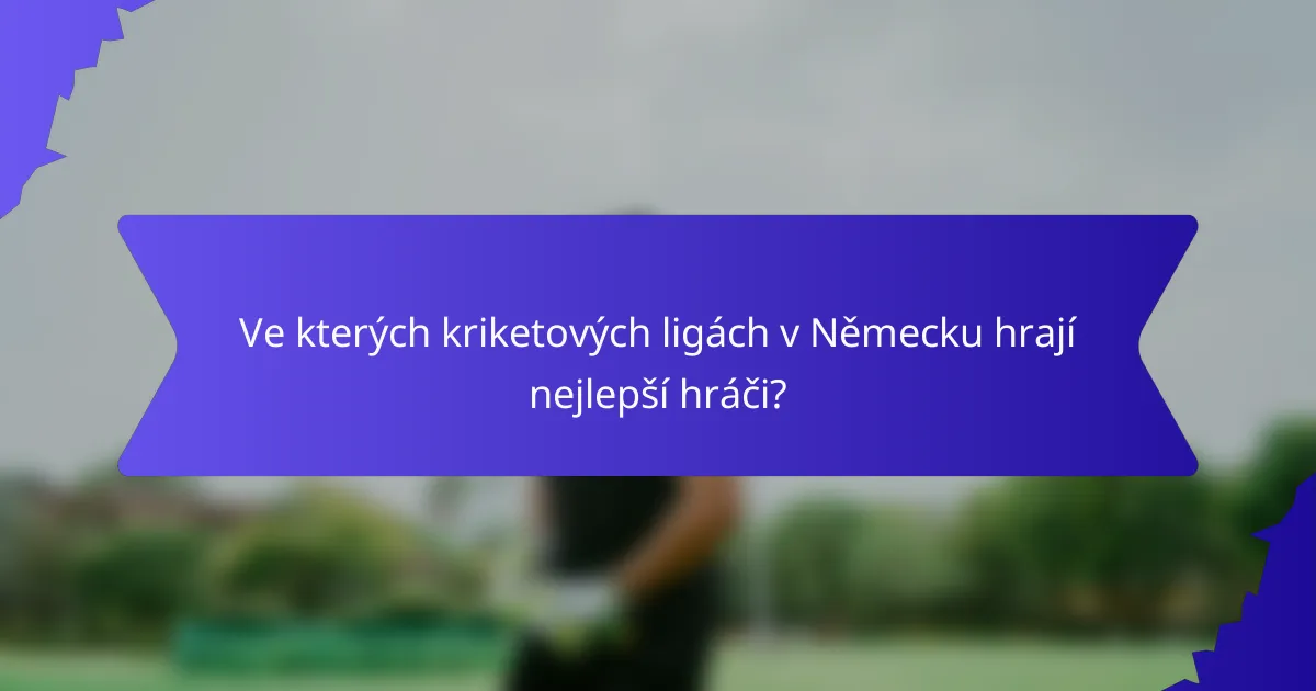 Ve kterých kriketových ligách v Německu hrají nejlepší hráči?